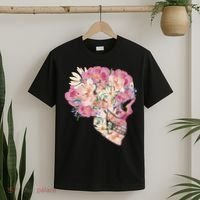 Skull Floral Watercolor Art T-Shirt thumb 2