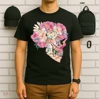 Skull Floral Watercolor Art T-Shirt thumb 6