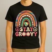 Stay Groovy 60s Outfit 70s Theme Costume Cute Rainbow Hippie T-Shirt thumb 3