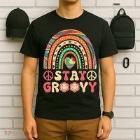 Stay Groovy 60s Outfit 70s Theme Costume Cute Rainbow Hippie T-Shirt thumb 6