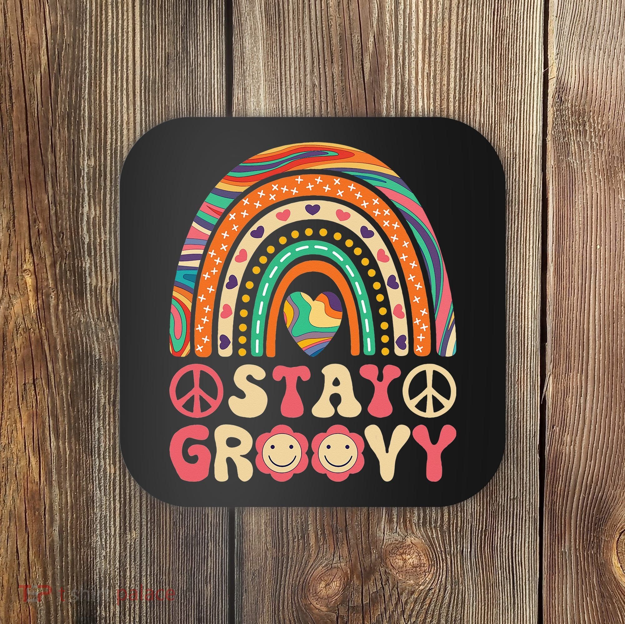 Stay Groovy 60s Outfit 70s Theme Costume Cute Rainbow Hippie Coaster