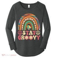 Stay Groovy 60s Outfit 70s Theme Costume Cute Rainbow Hippie Women's Perfect Tri Tunic Long Sleeve Shirt thumb 0