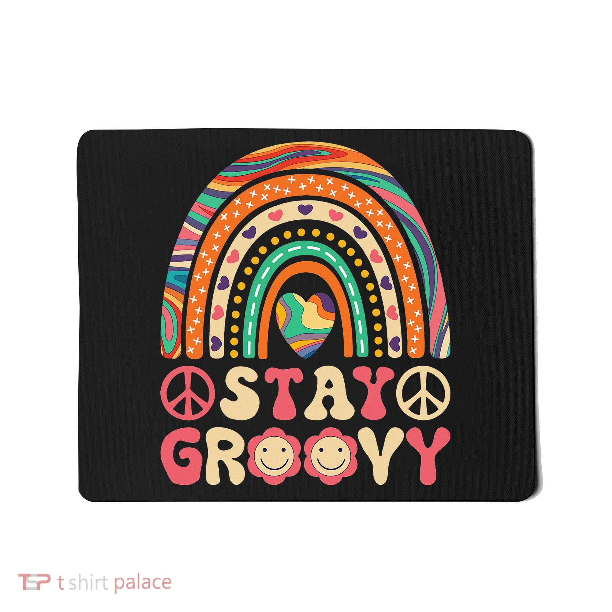 Stay Groovy 60s Outfit 70s Theme Costume Cute Rainbow Hippie Mousepad