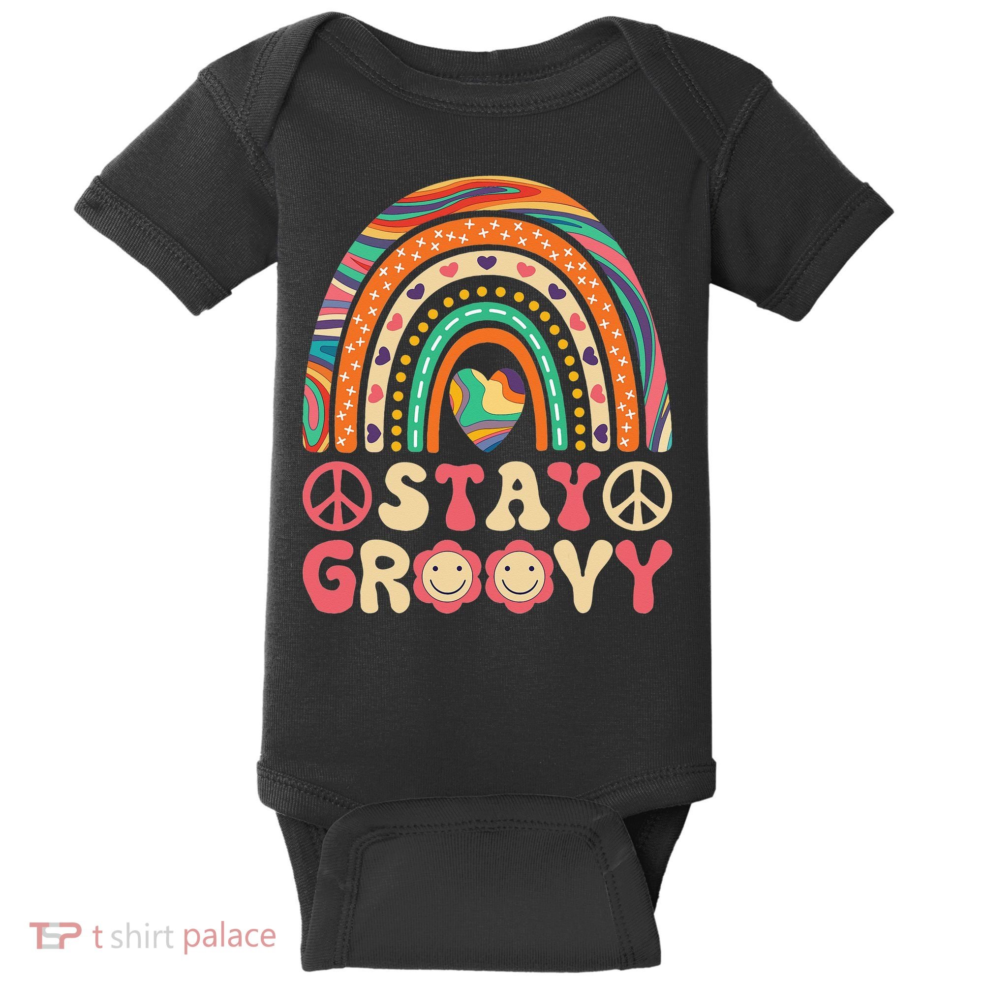 Stay Groovy 60s Outfit 70s Theme Costume Cute Rainbow Hippie Baby Bodysuit