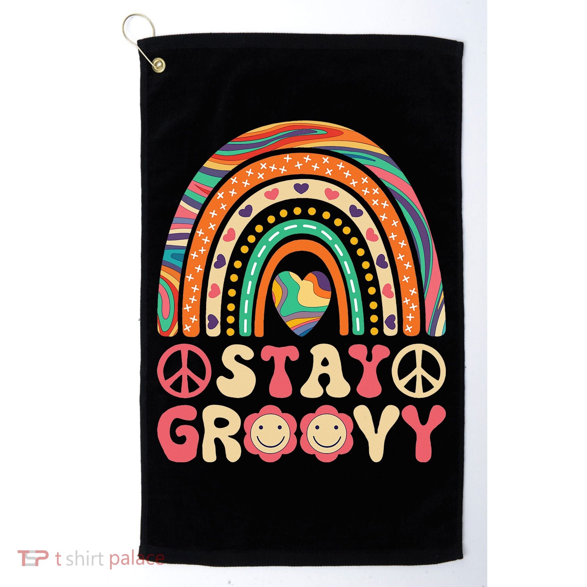 Stay Groovy 60s Outfit 70s Theme Costume Cute Rainbow Hippie Golf Towel