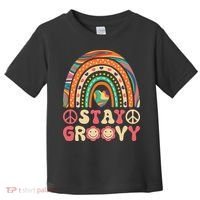 Stay Groovy 60s Outfit 70s Theme Costume Cute Rainbow Hippie Toddler T-Shirt thumb 0
