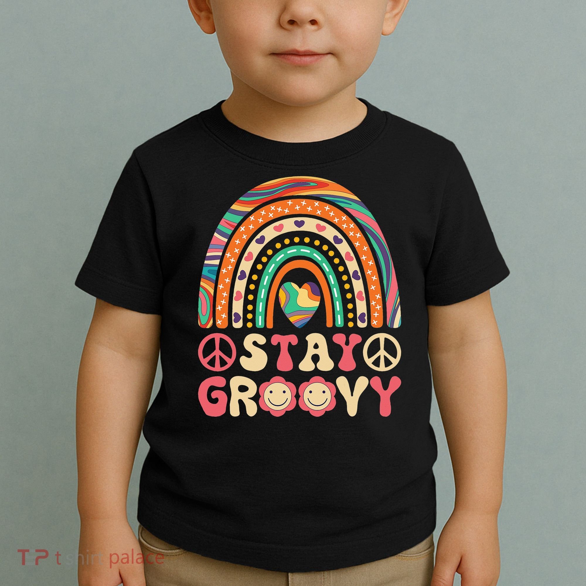 Stay Groovy 60s Outfit 70s Theme Costume Cute Rainbow Hippie Toddler T-Shirt