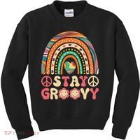 Stay Groovy 60s Outfit 70s Theme Costume Cute Rainbow Hippie Kids Sweatshirt thumb 0