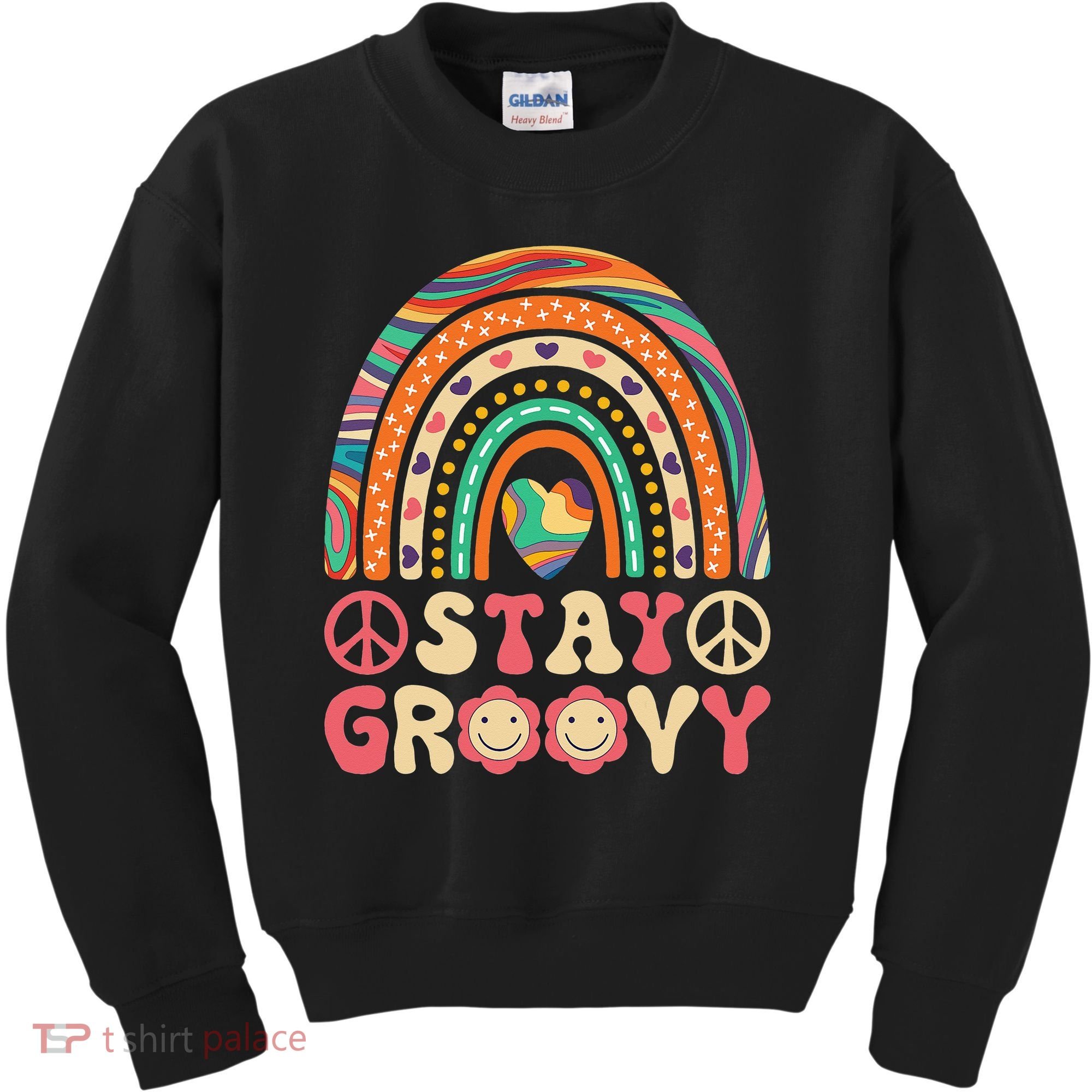 Stay Groovy 60s Outfit 70s Theme Costume Cute Rainbow Hippie Kids Sweatshirt