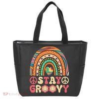 Stay Groovy 60s Outfit 70s Theme Costume Cute Rainbow Hippie Tote Bag thumb 0