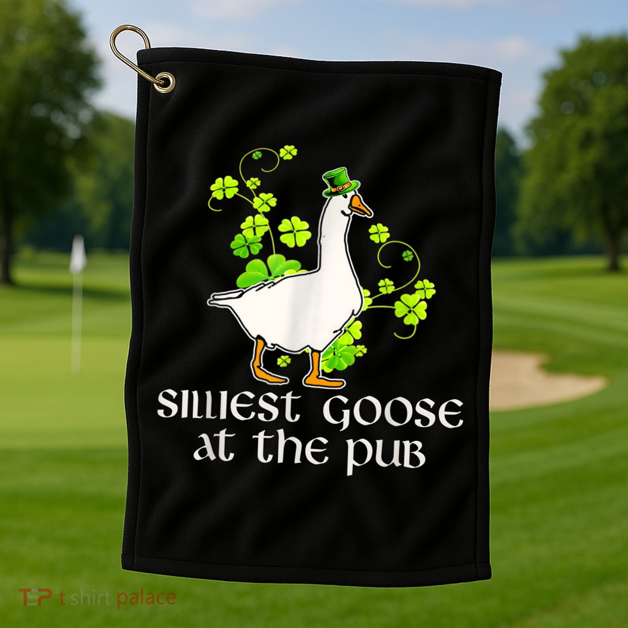 Silliest Goose At The Pub Funny St Patricks Day Golf Towel