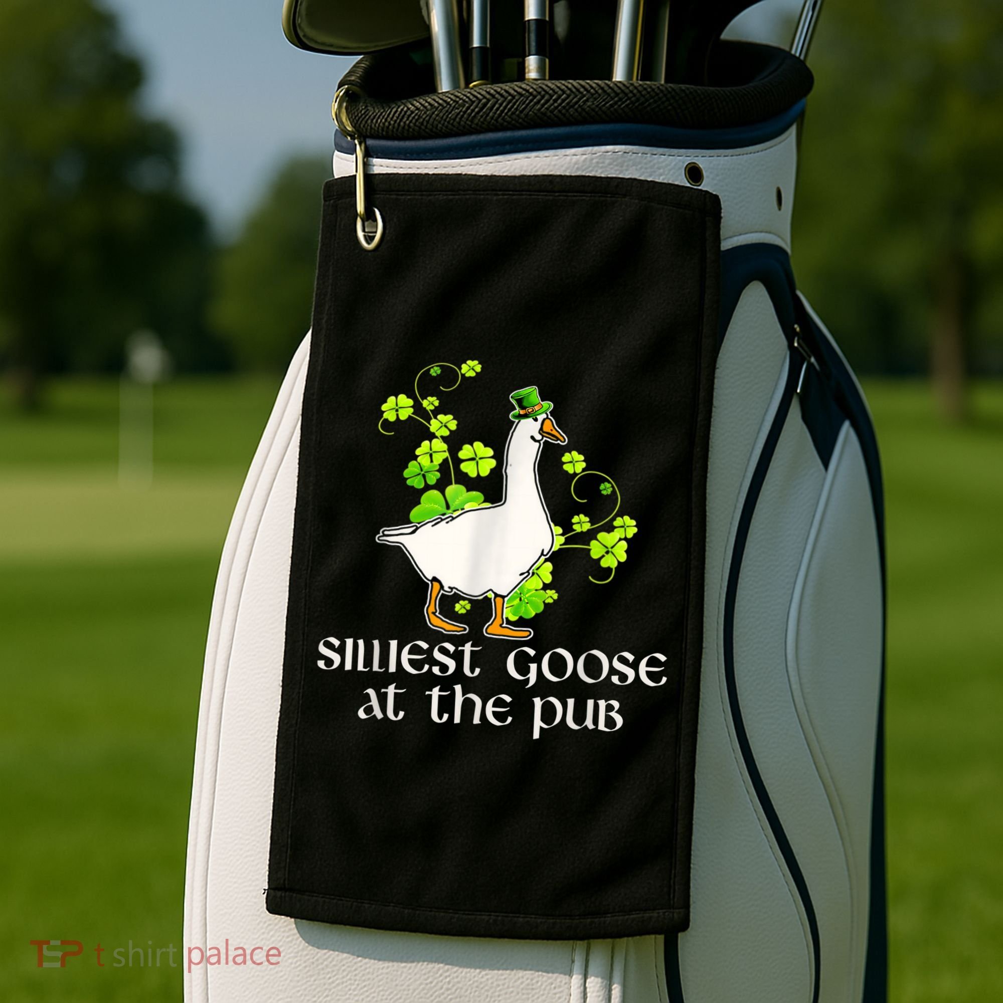 Silliest Goose At The Pub Funny St Patricks Day Golf Towel