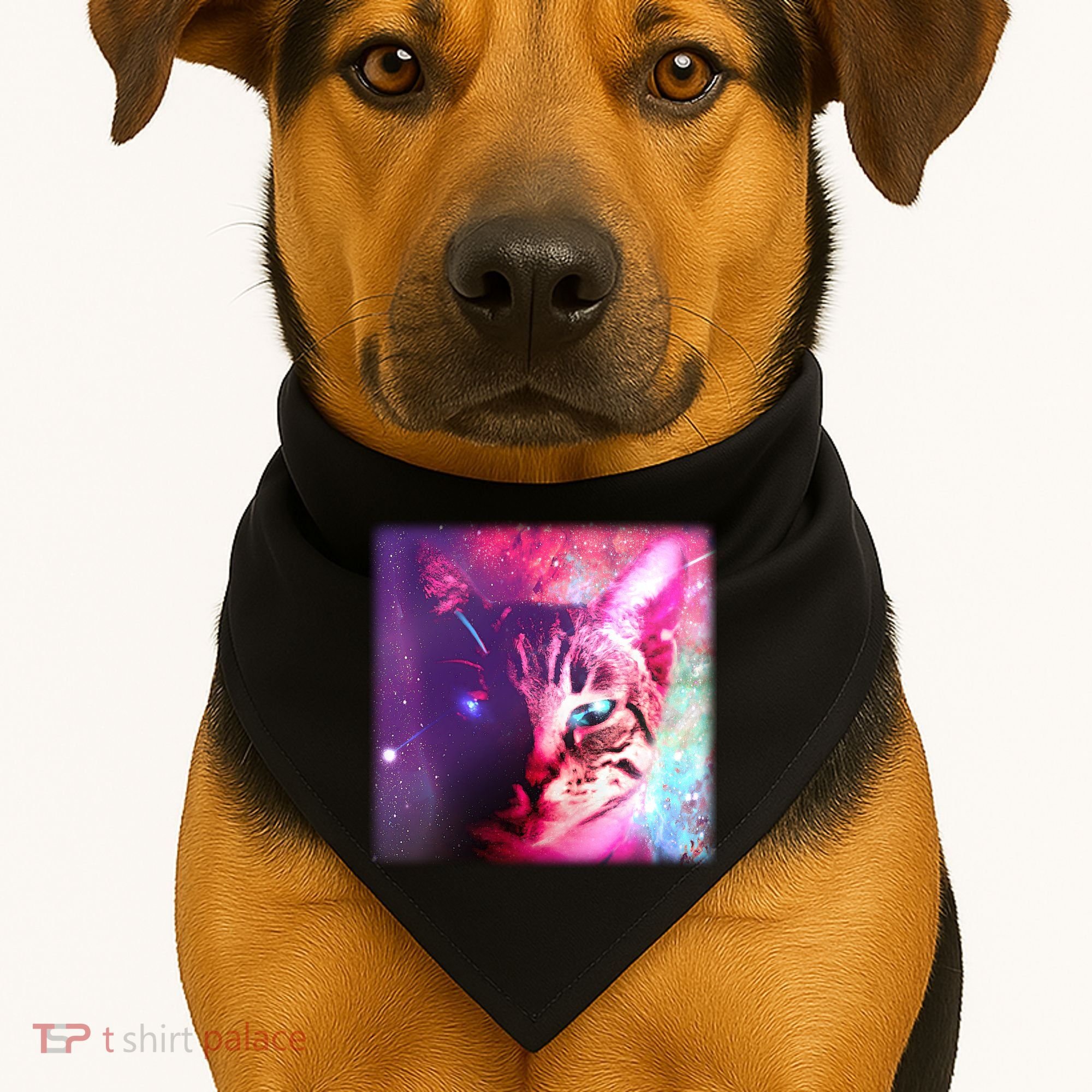 Spacy Galaxy Alien Cat USA-Made Doggie Bandana