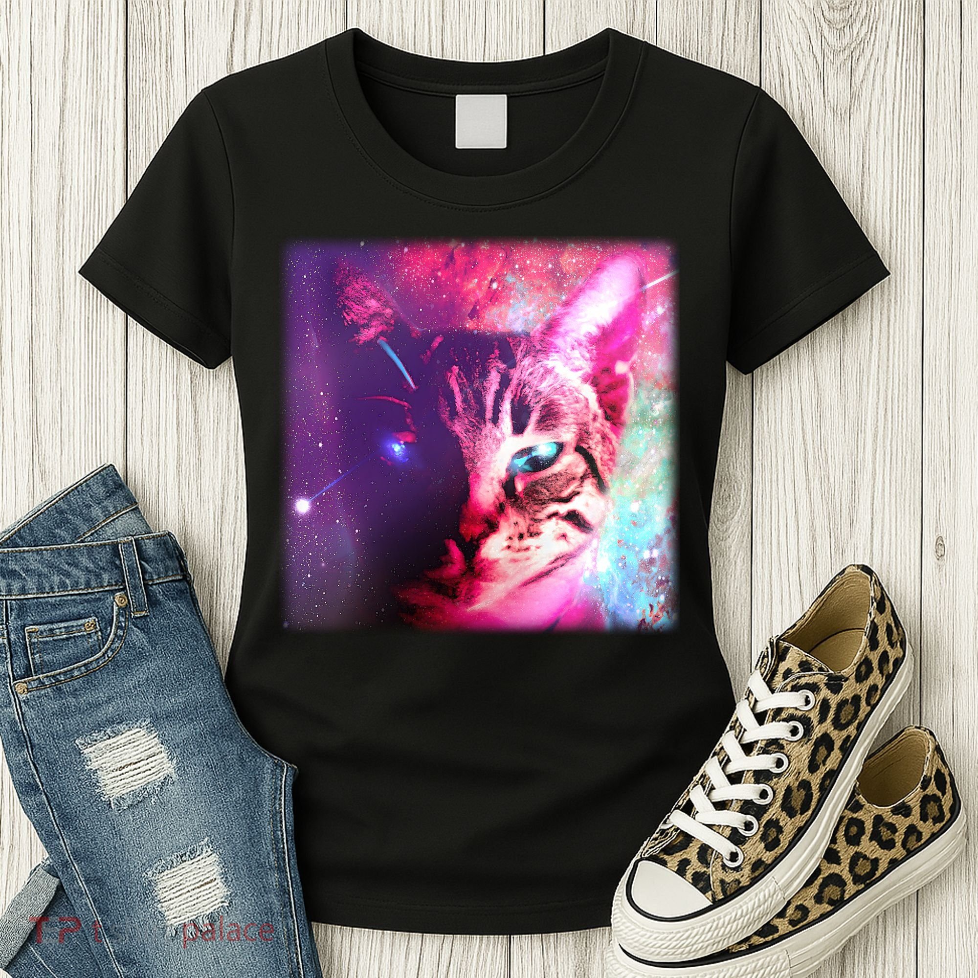 Spacy Galaxy Alien Cat Women's T-Shirt