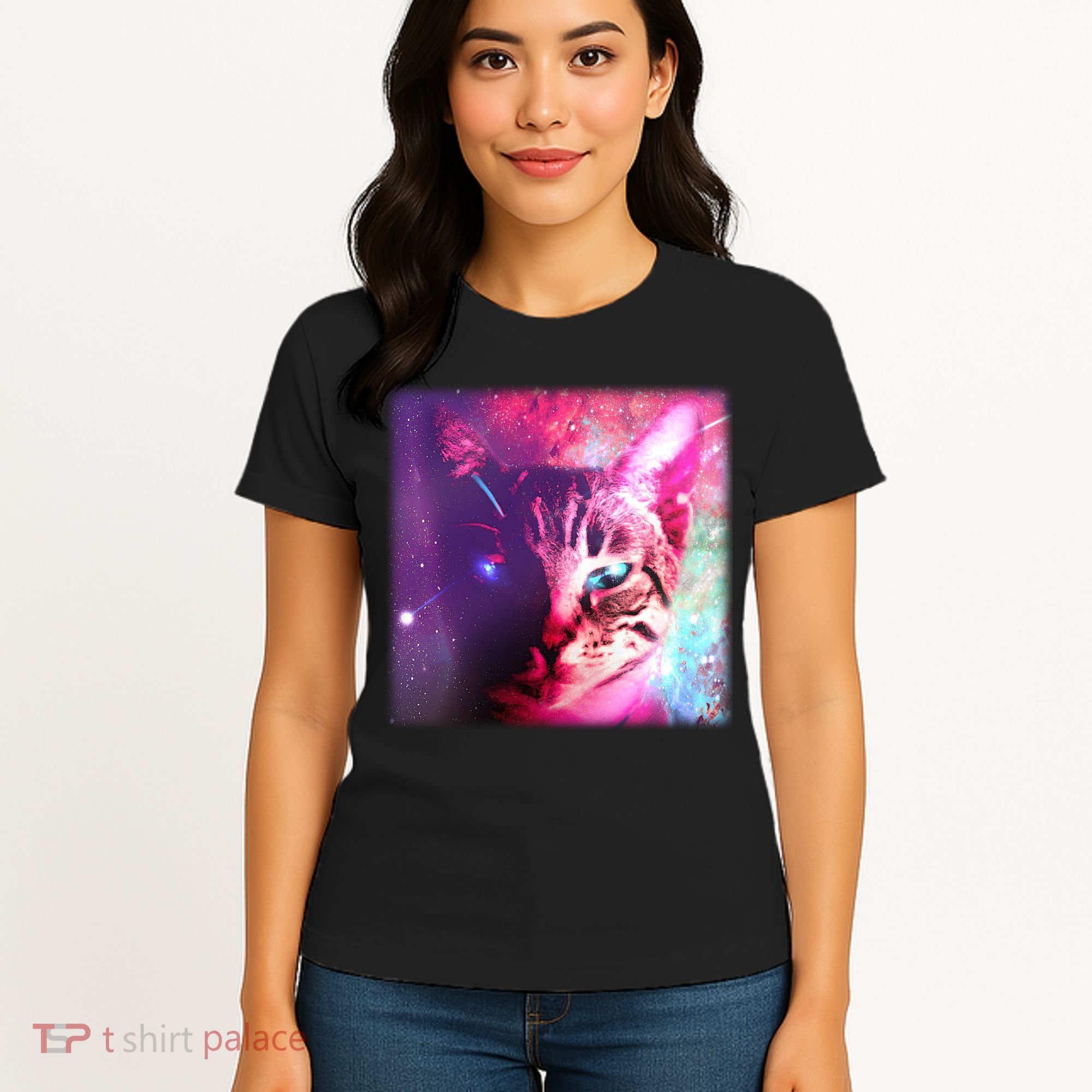 Spacy Galaxy Alien Cat Women's T-Shirt
