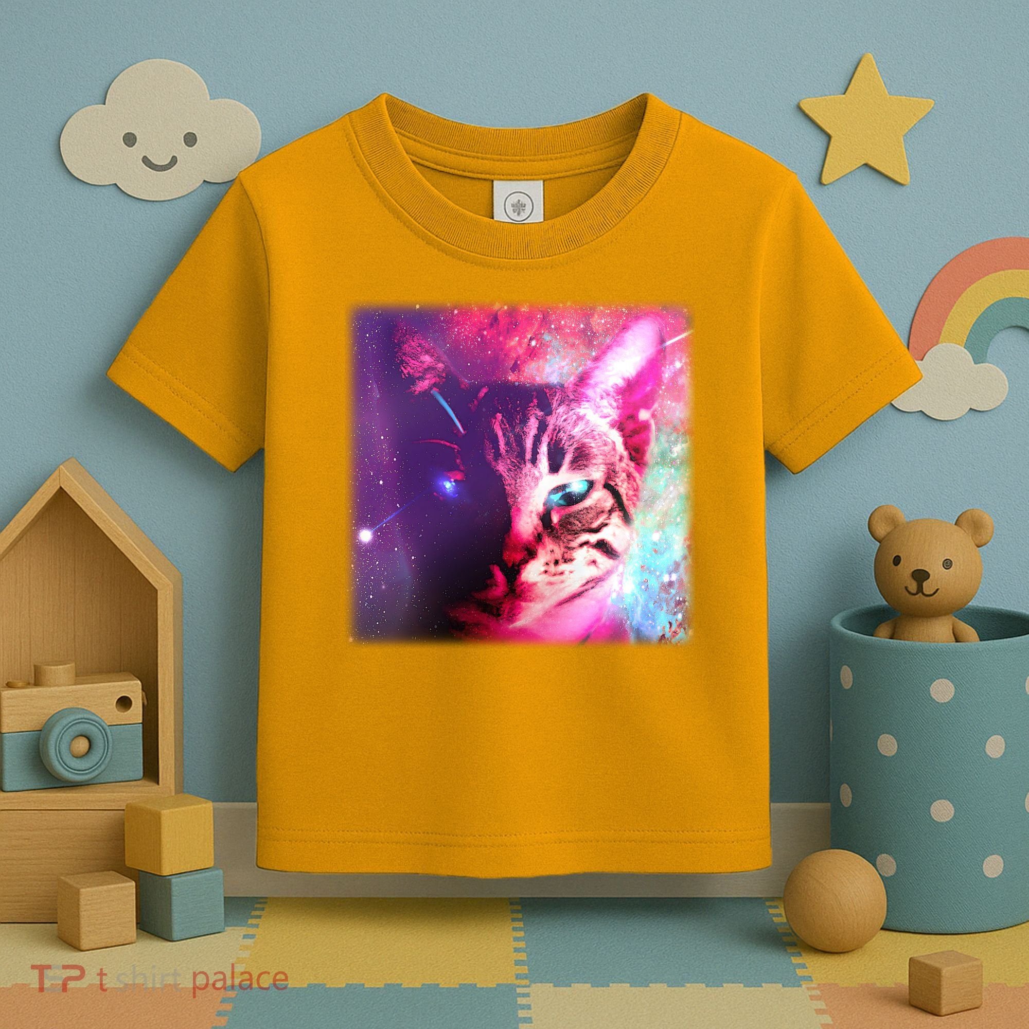 Spacy Galaxy Alien Cat Toddler T-Shirt