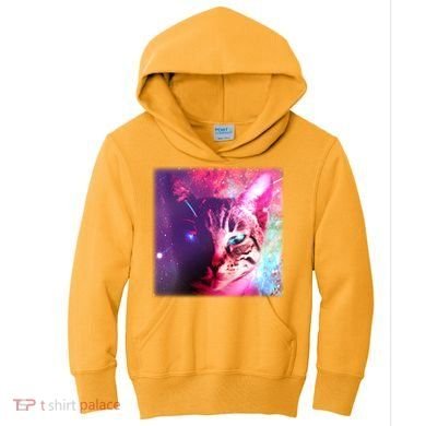 Spacy Galaxy Alien Cat Kids Hoodie