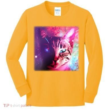 Spacy Galaxy Alien Cat Kids Long Sleeve Shirt