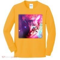 Spacy Galaxy Alien Cat Kids Long Sleeve Shirt thumb 0