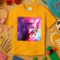 Spacy Galaxy Alien Cat Kids T-Shirt thumb 3