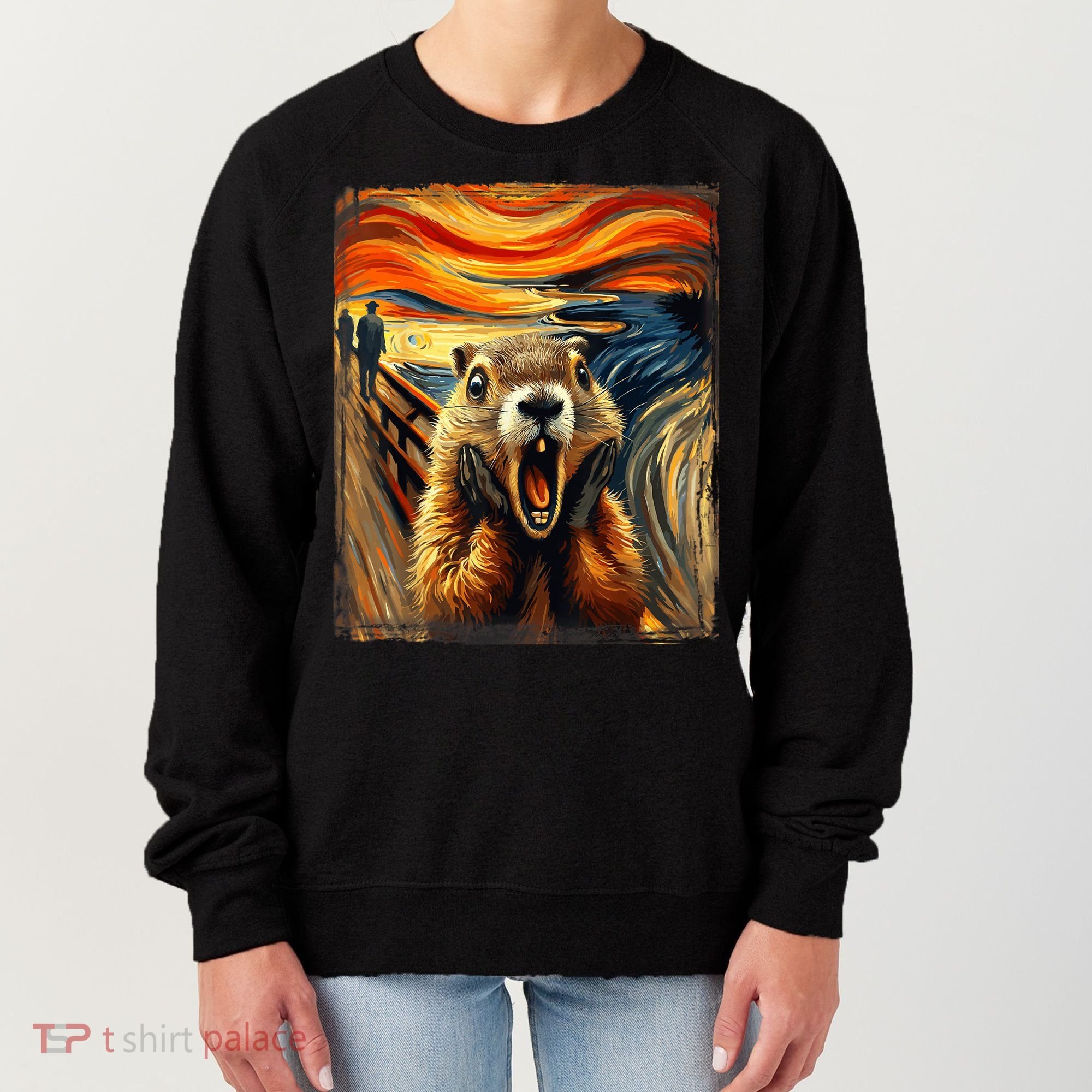 Scream Groundhog | Artistic Groundhog Day Women's Sweatshirt