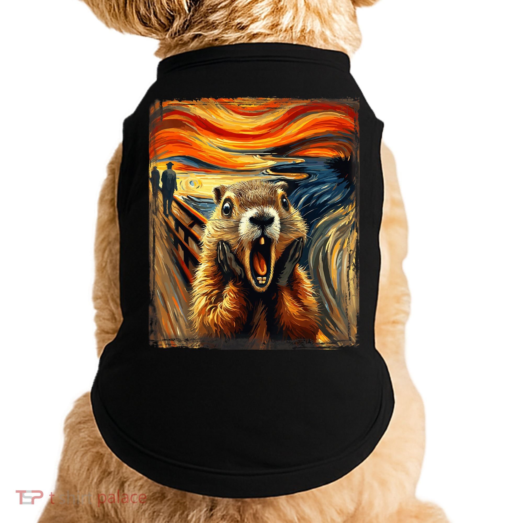 Scream Groundhog | Artistic Groundhog Day Doggie Tank