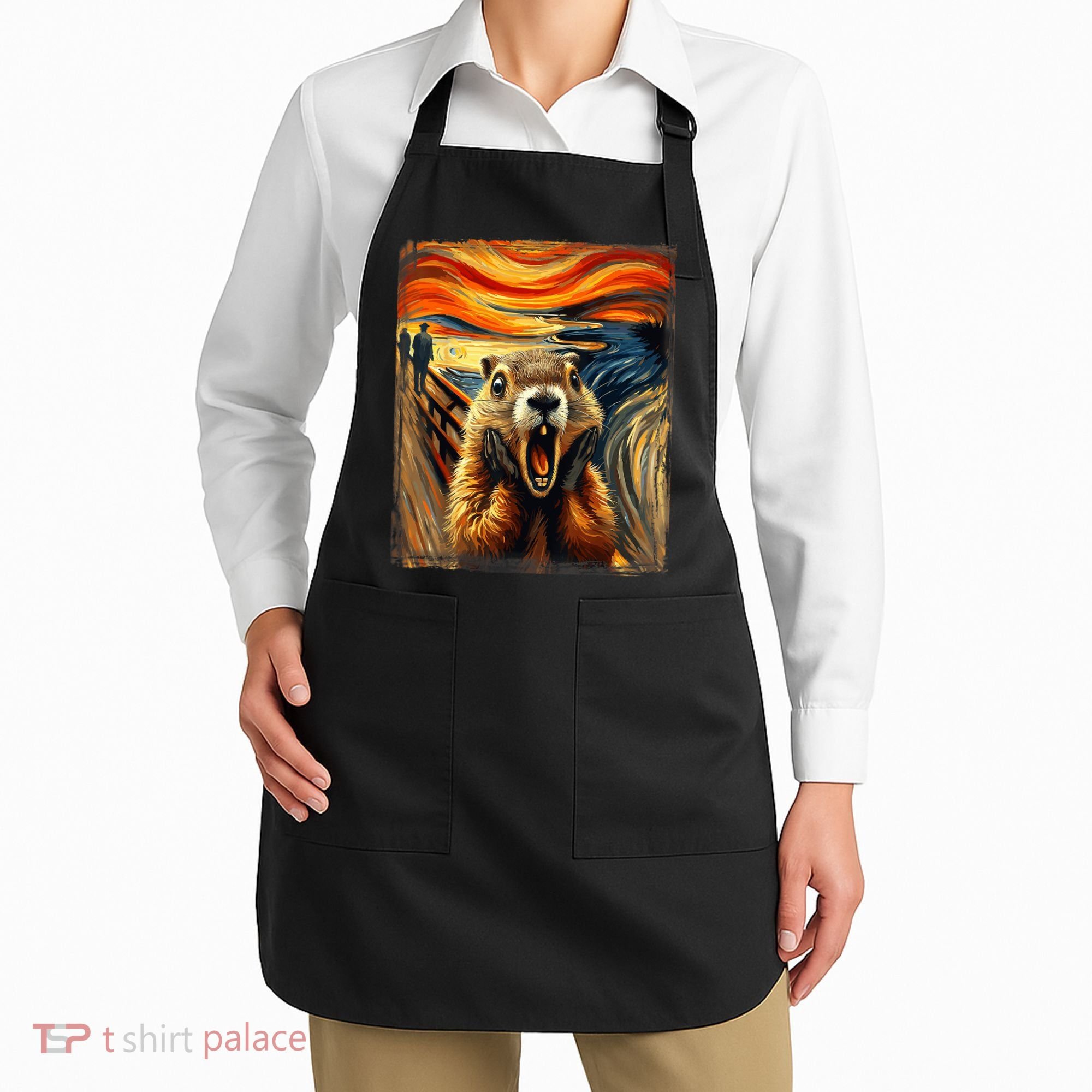 Scream Groundhog | Artistic Groundhog Day Apron
