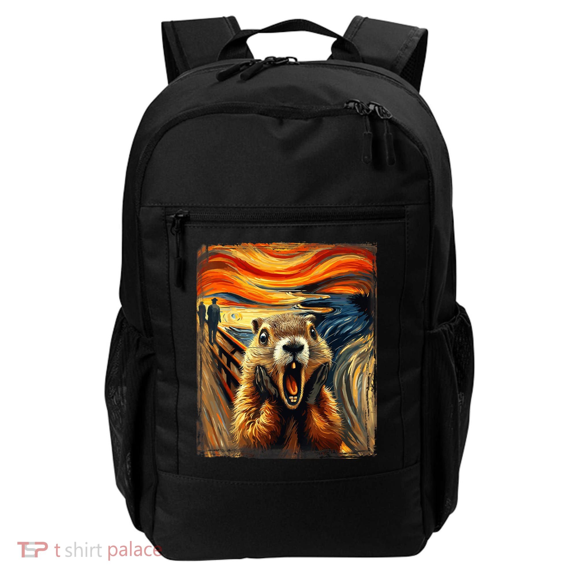 Scream Groundhog | Artistic Groundhog Day Backpack