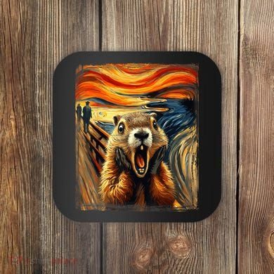 Scream Groundhog | Artistic Groundhog Day Coaster