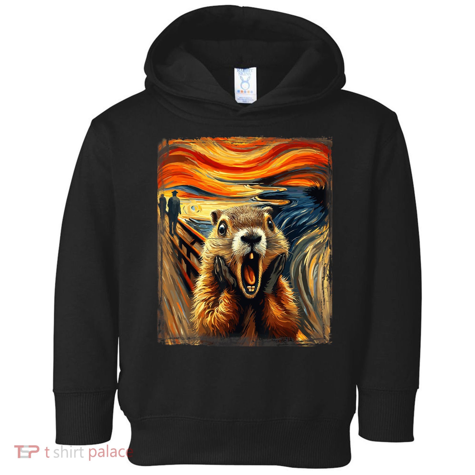 Scream Groundhog | Artistic Groundhog Day Toddler Hoodie