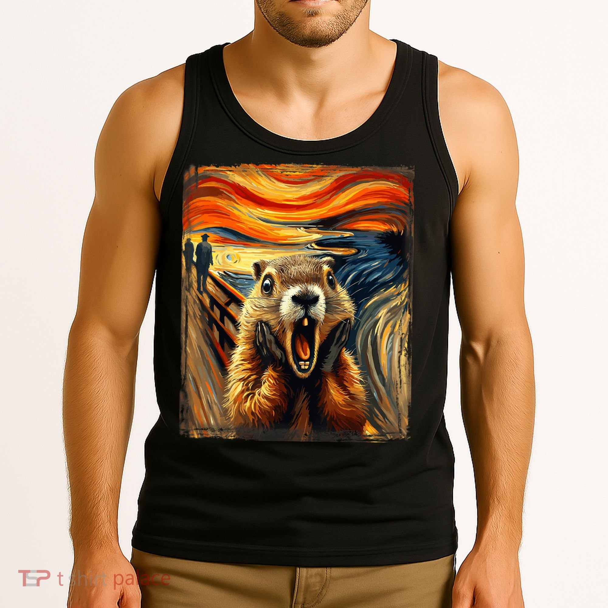 Scream Groundhog | Artistic Groundhog Day Tank Top