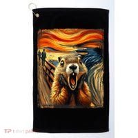 Scream Groundhog | Artistic Groundhog Day Golf Towel thumb 0