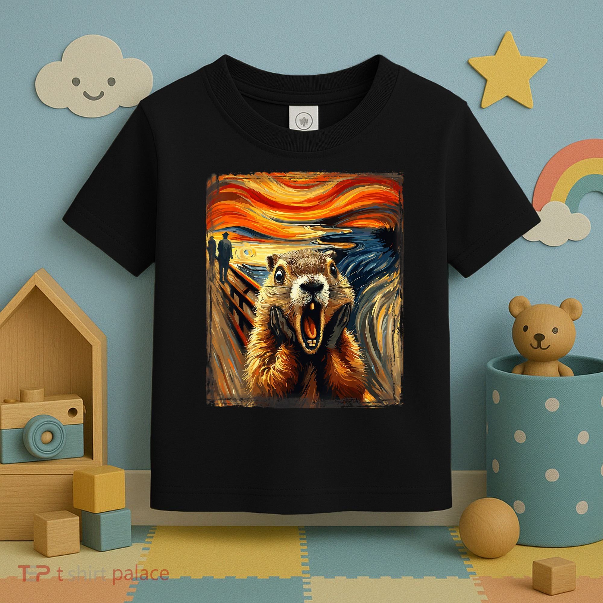 Scream Groundhog | Artistic Groundhog Day Toddler T-Shirt