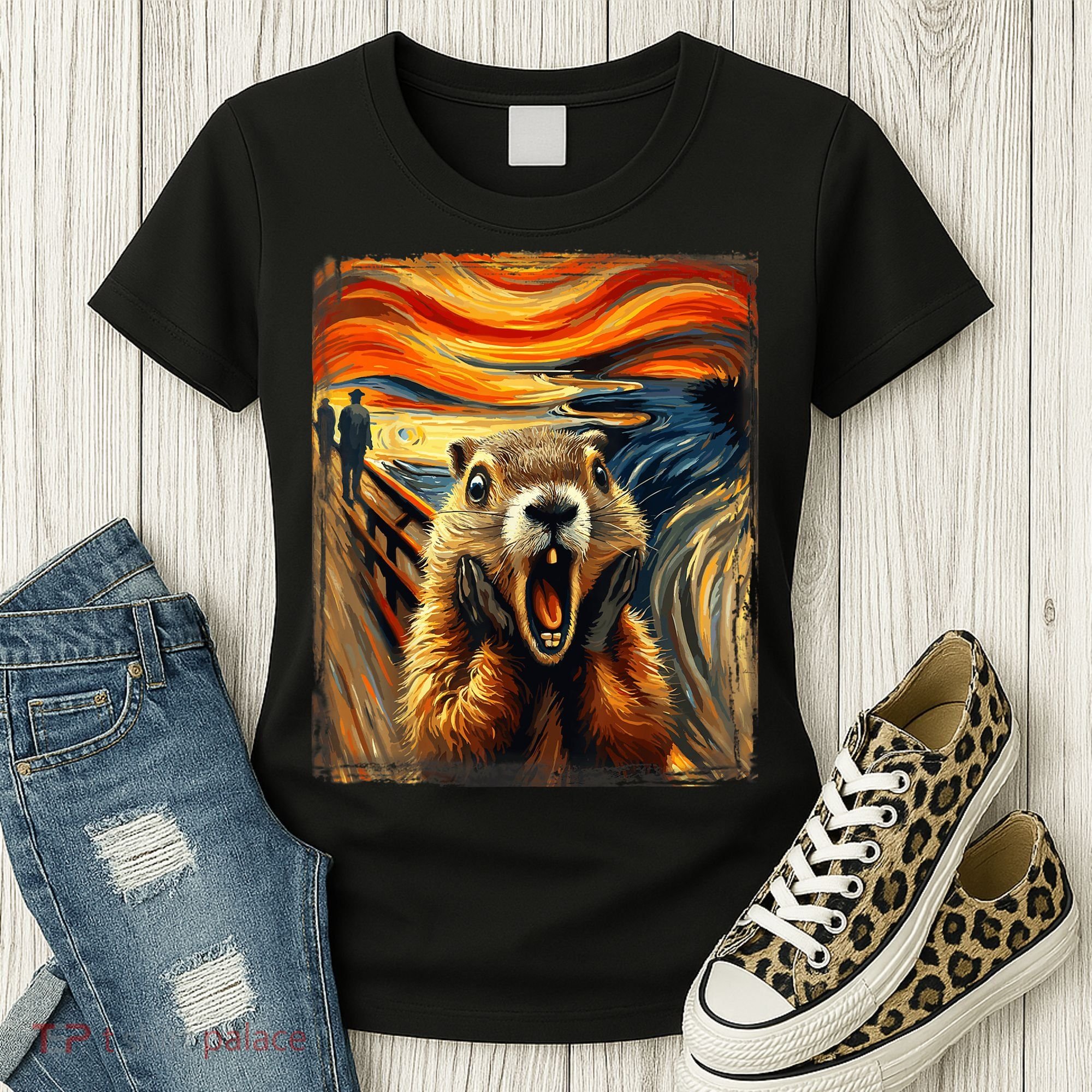 Scream Groundhog | Artistic Groundhog Day Women's T-Shirt