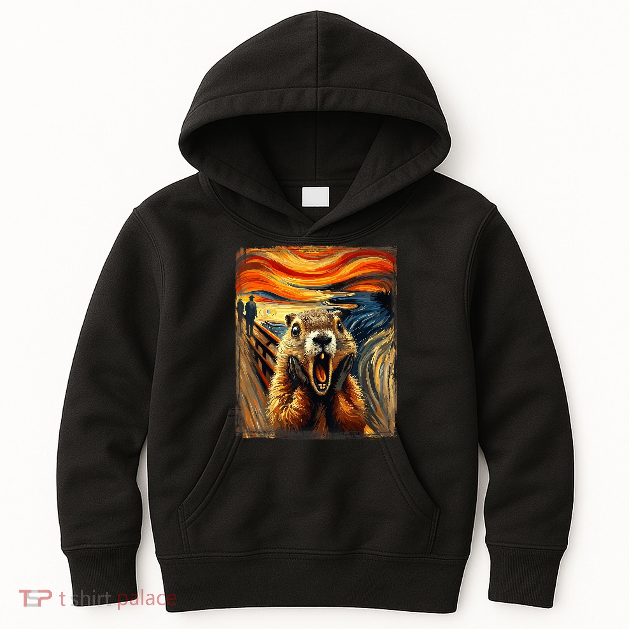 Scream Groundhog | Artistic Groundhog Day Kids Hoodie