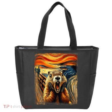 Scream Groundhog | Artistic Groundhog Day Tote Bag
