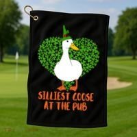 Silliest Goose At The Pub St. Patrick’s Day Golf Towel thumb 1