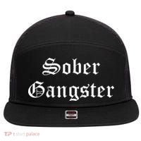 Sober Gangster Aa Na Funny Recovery Gift 7 Panel Mesh Trucker Snapback Hat thumb 0