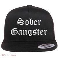 Sober Gangster Aa Na Funny Recovery Gift Flat Bill Trucker Hat thumb 0
