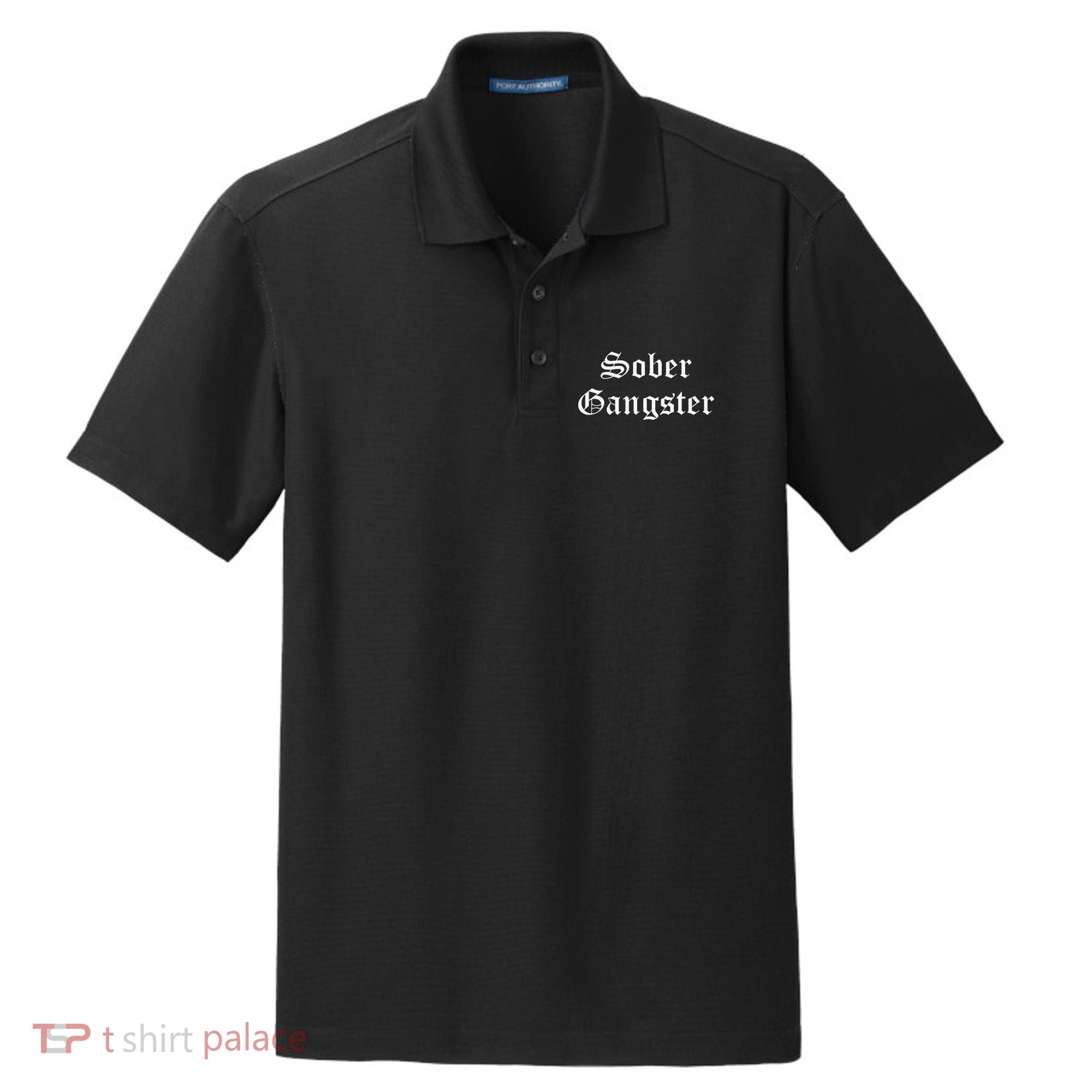 Sober Gangster Aa Na Funny Recovery Gift Dry Zone Grid Polo