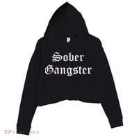 Sober Gangster Aa Na Funny Recovery Gift Crop Fleece Hoodie thumb 0