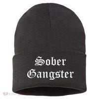 Sober Gangster Aa Na Funny Recovery Gift Sustainable Knit Beanie thumb 0