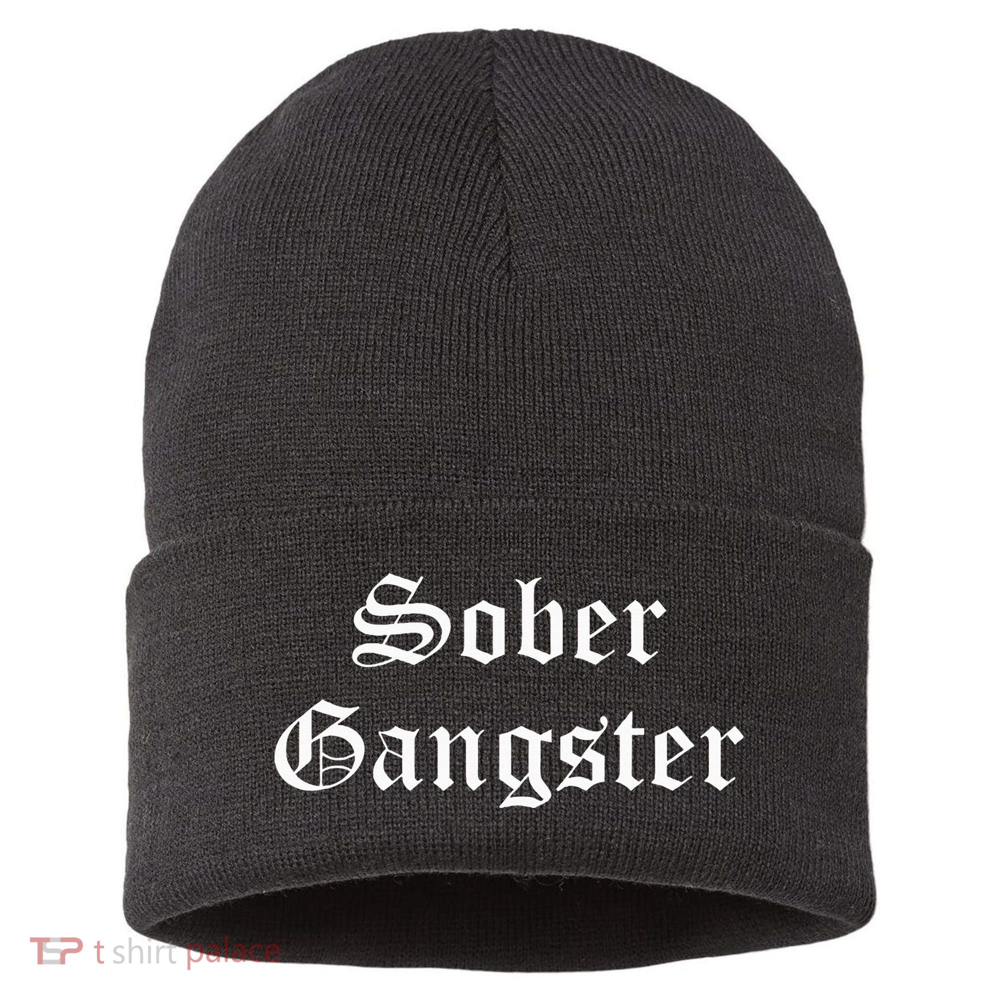 Sober Gangster Aa Na Funny Recovery Gift Sustainable Knit Beanie