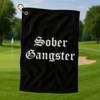 Sober Gangster Aa Na Funny Recovery Gift Golf Towel thumb 1