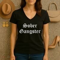 Sober Gangster Aa Na Funny Recovery Gift Women's V-Neck T-Shirt thumb 3