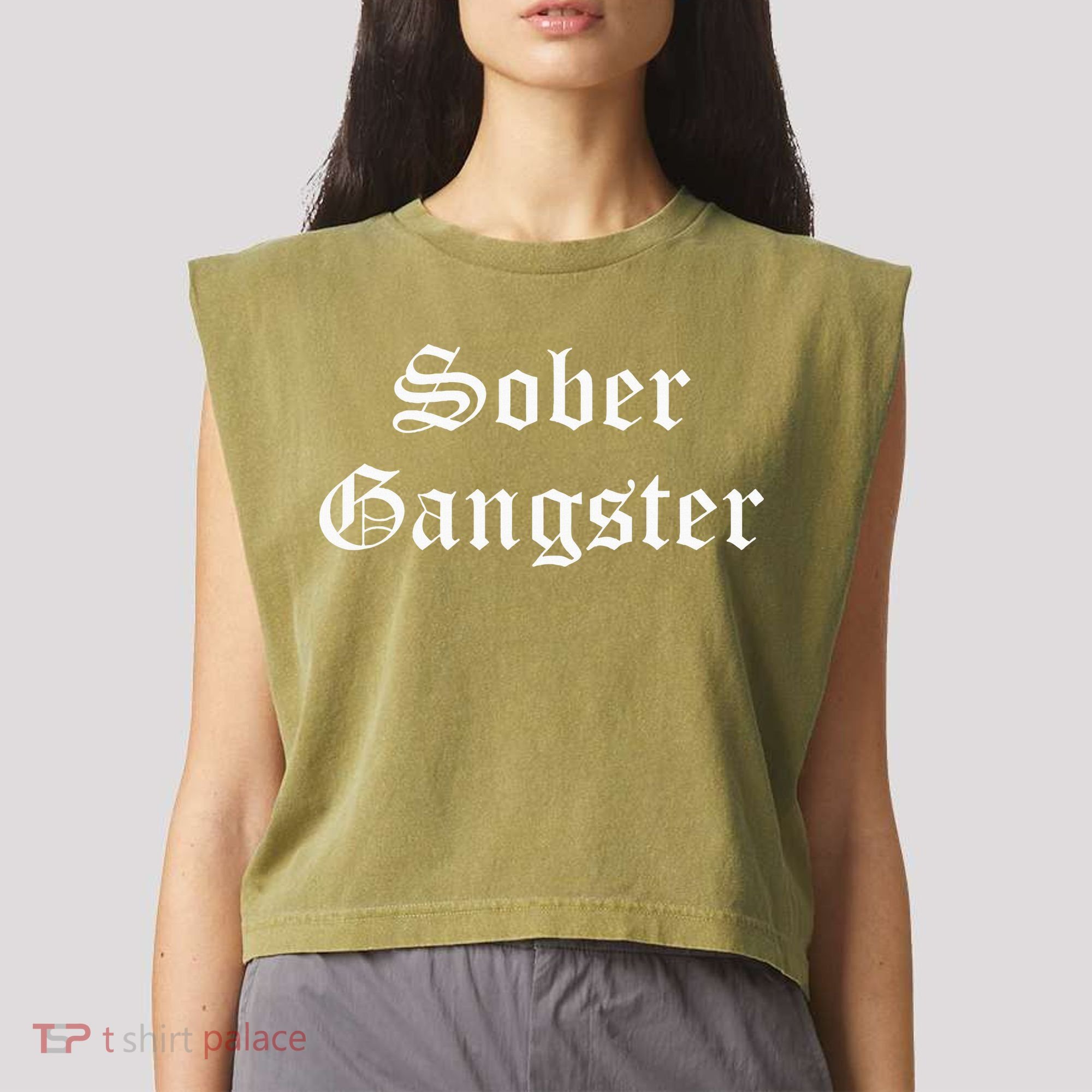 Sober Gangster Aa Na Funny Recovery Gift Garment-Dyed Women's Muscle Tee