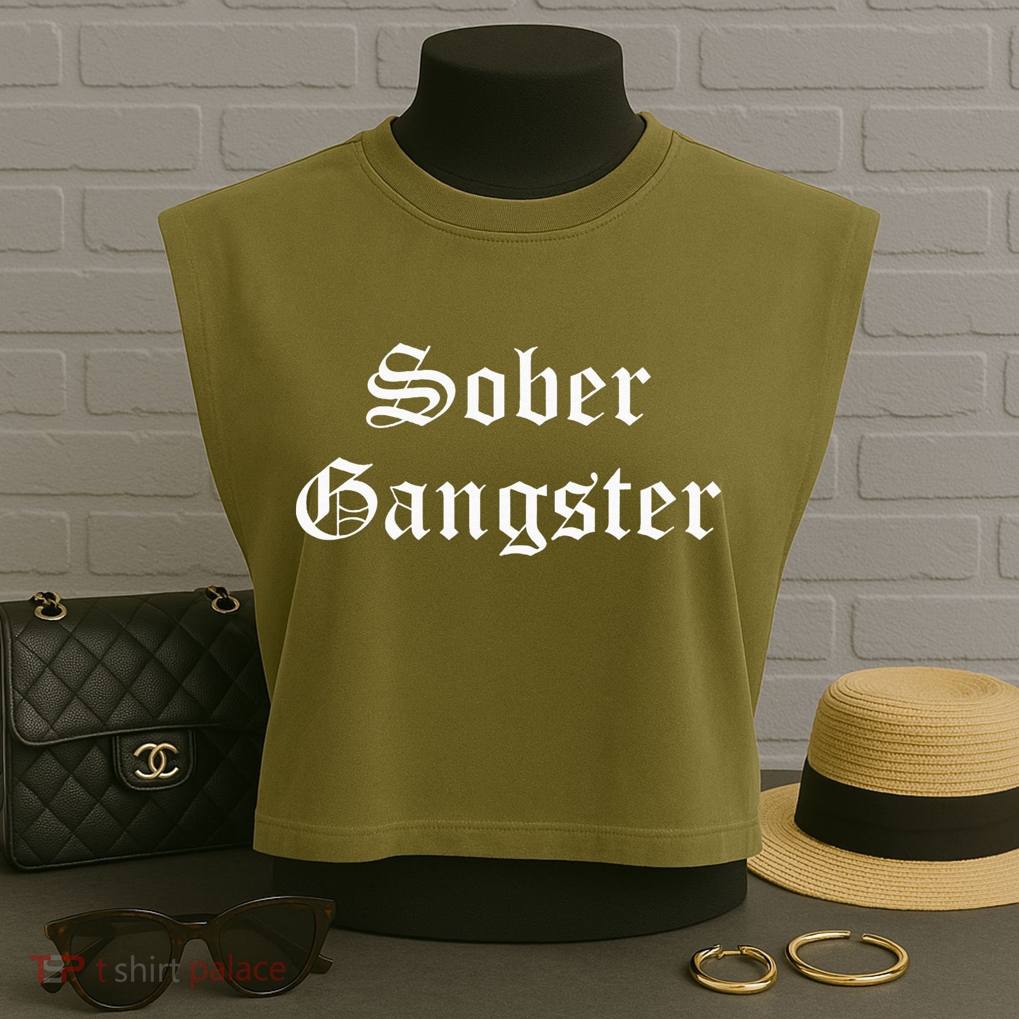 Sober Gangster Aa Na Funny Recovery Gift Garment-Dyed Women's Muscle Tee