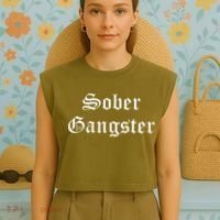 Sober Gangster Aa Na Funny Recovery Gift Garment-Dyed Women's Muscle Tee thumb 4