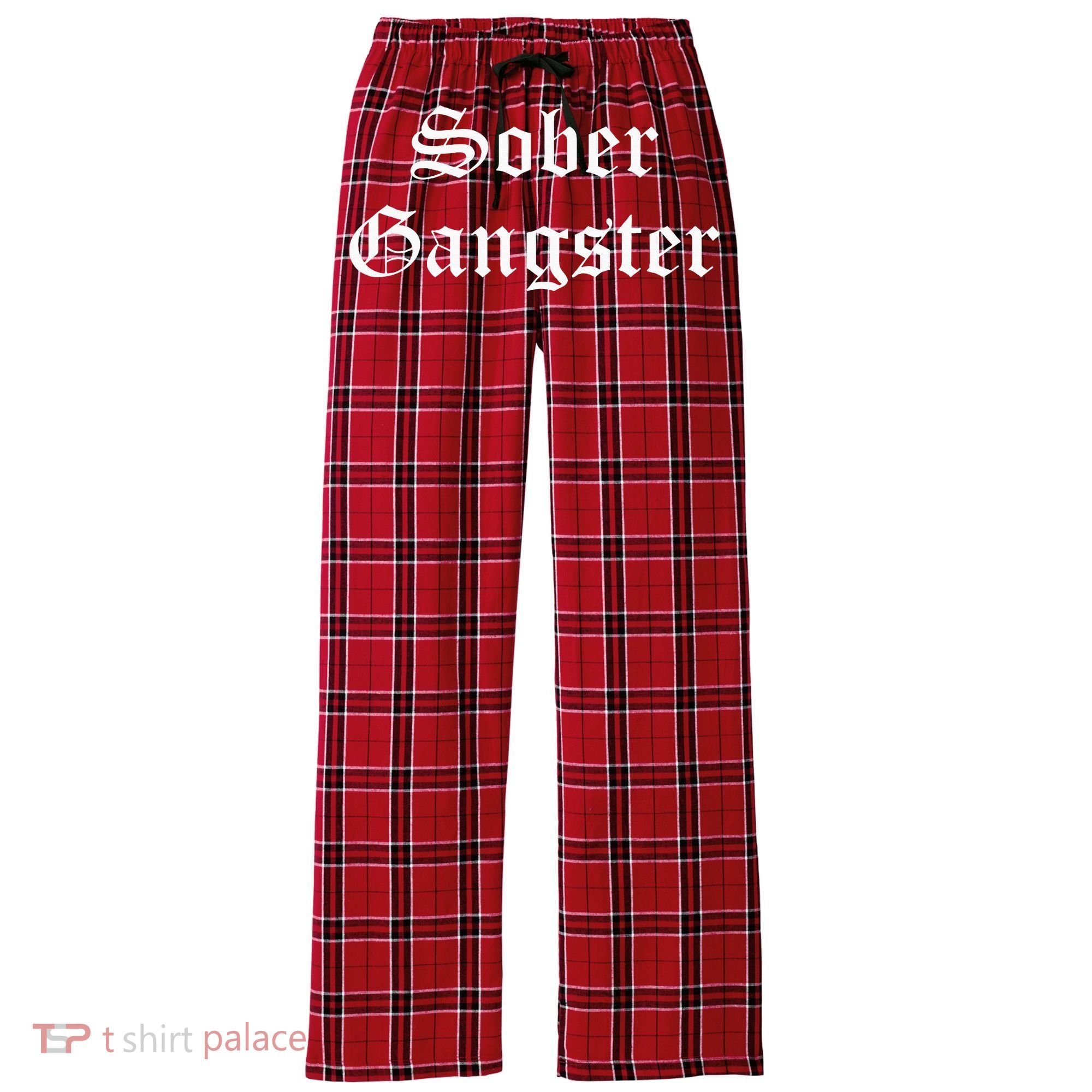 Sober Gangster Aa Na Funny Recovery Gift Women's Flannel Plaid Pajama Pants