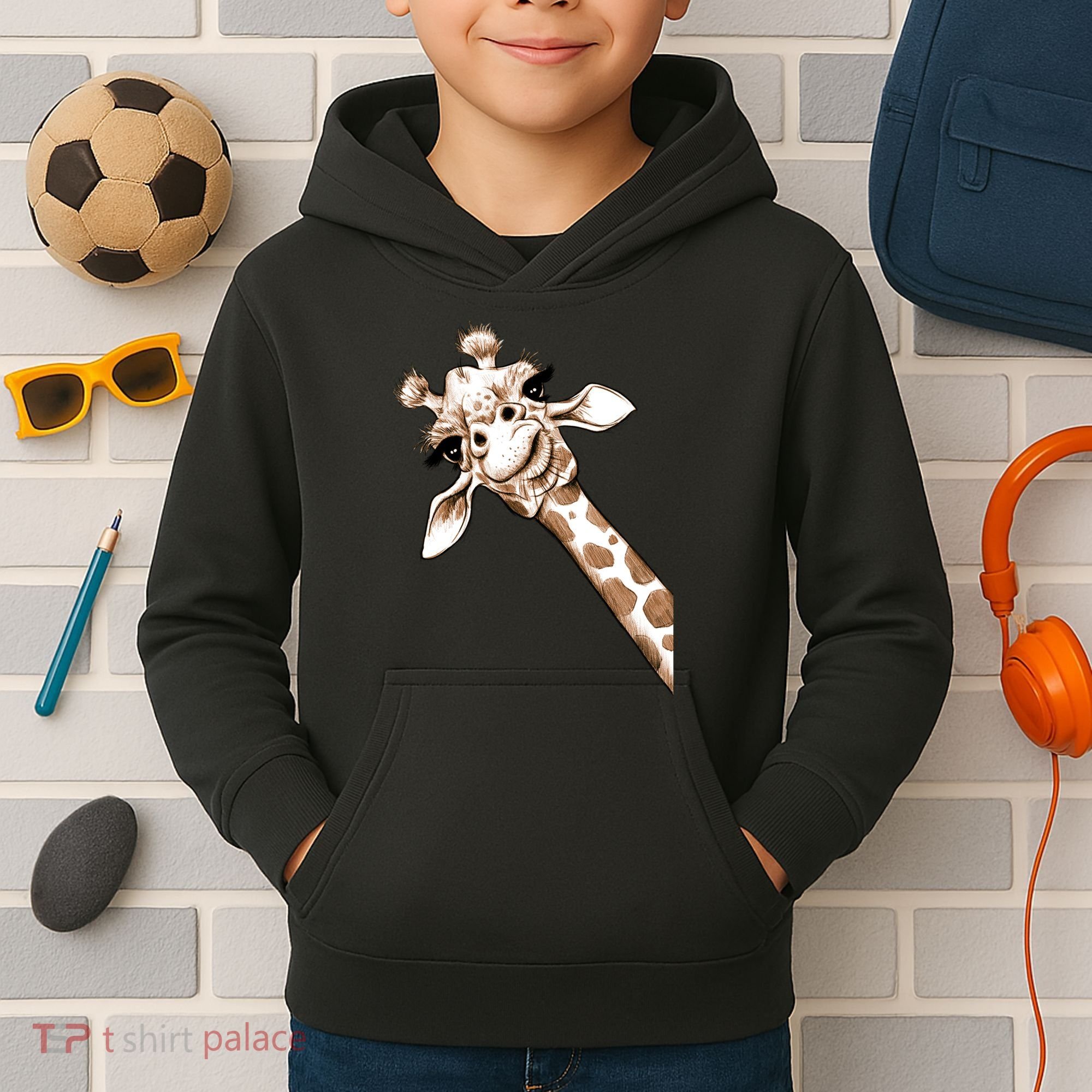 Sketch Giraffe Art Kids Hoodie